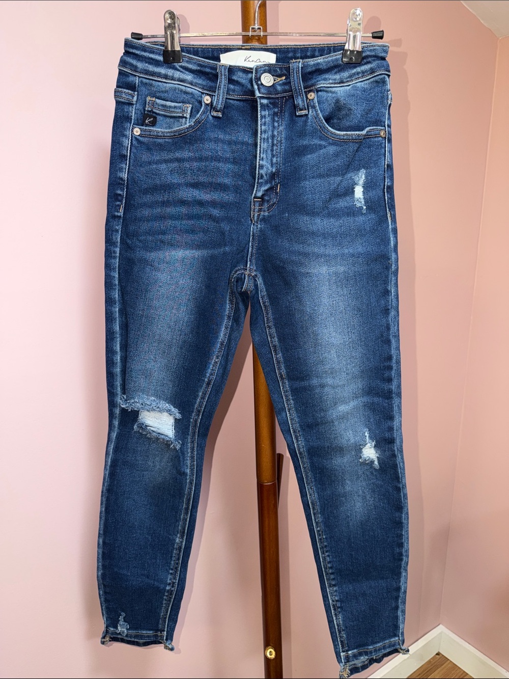 KanCan Dark Blue Distressed High-Rise Skinny Jeans